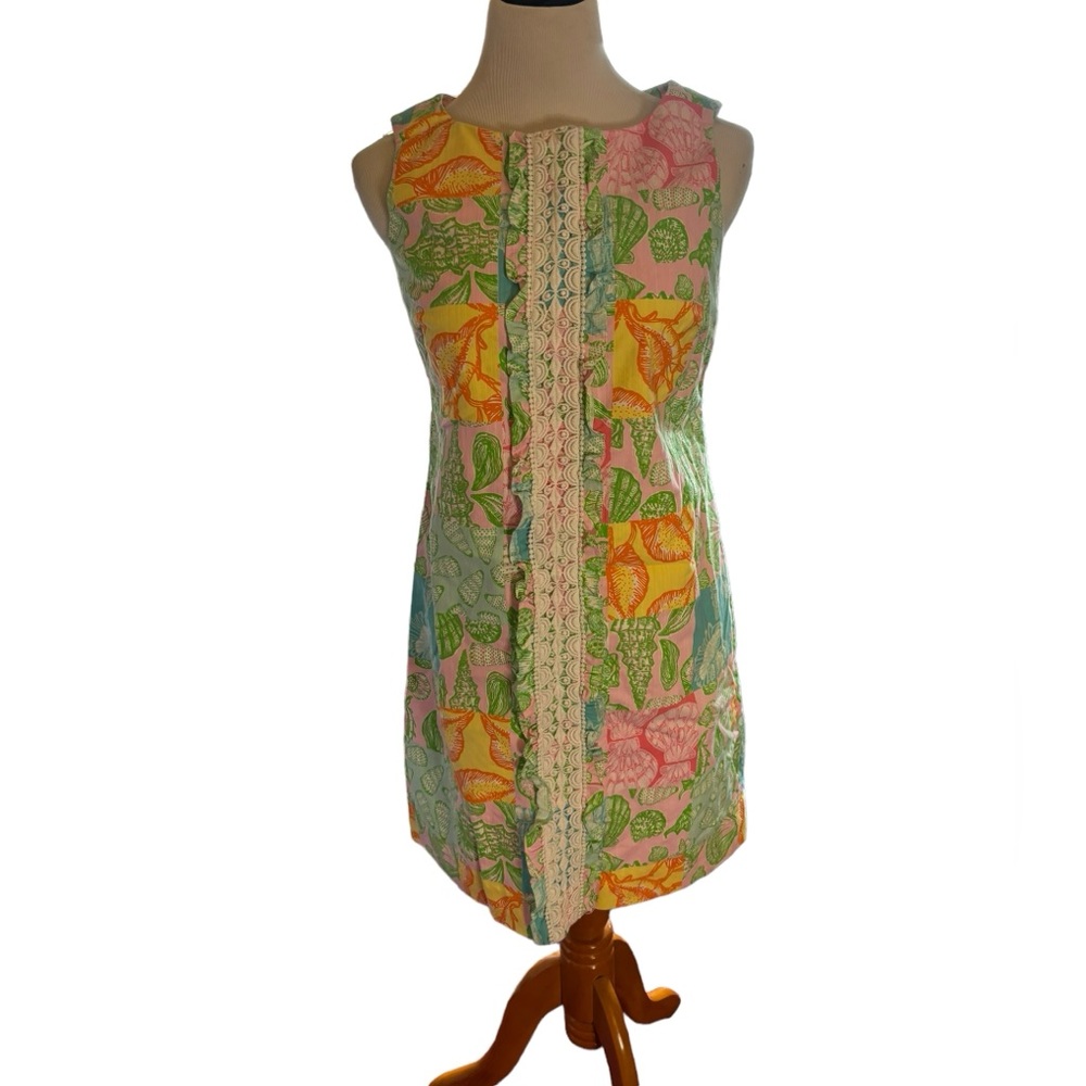 Lilly Pulitzer Vintage Multicolored Shell Designs Sheath‎ Dress Size 6